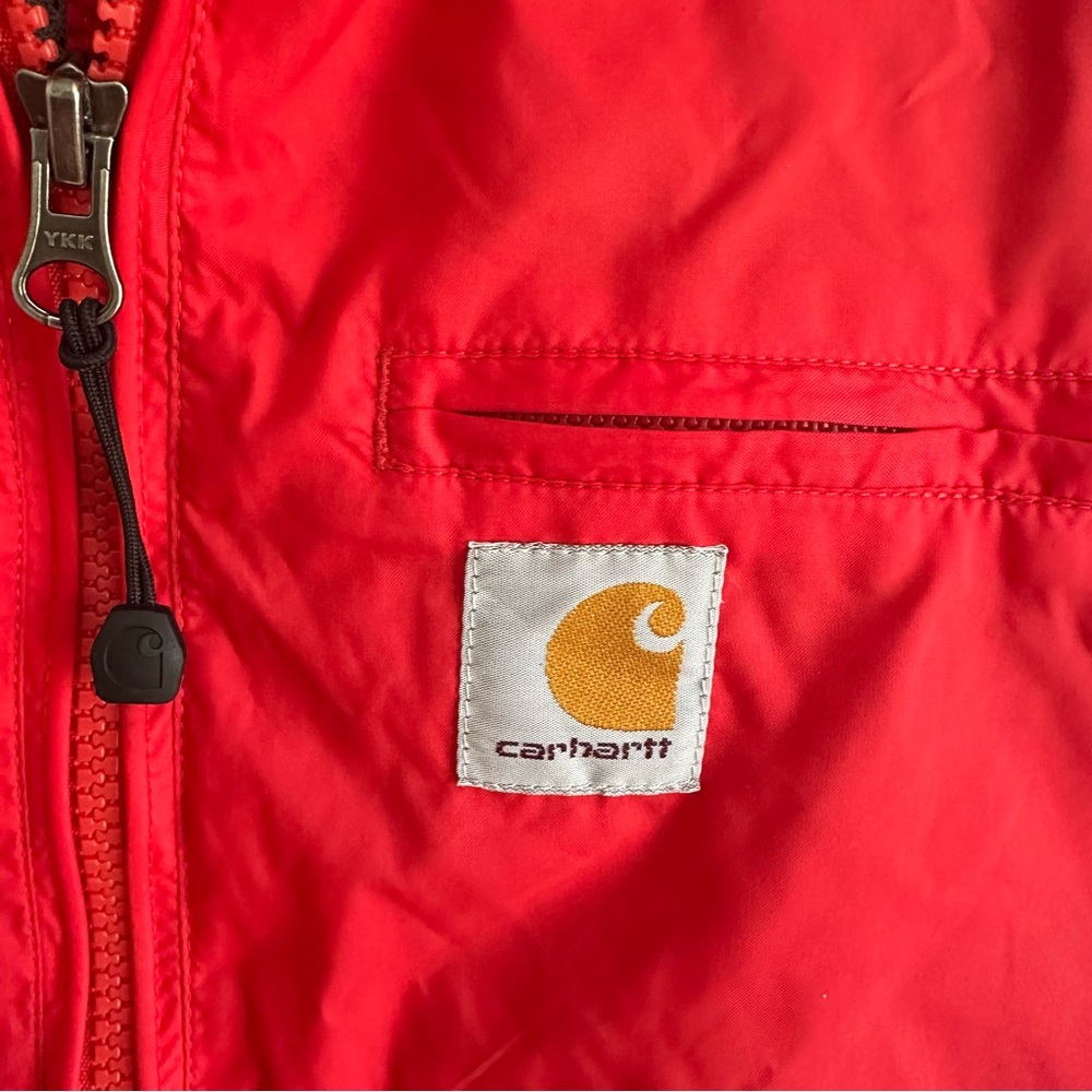 Vintage Carhartt Raincoat Jacket Red Grey Hiking Outdoors Windbreaker Large - Picture 3 of 14